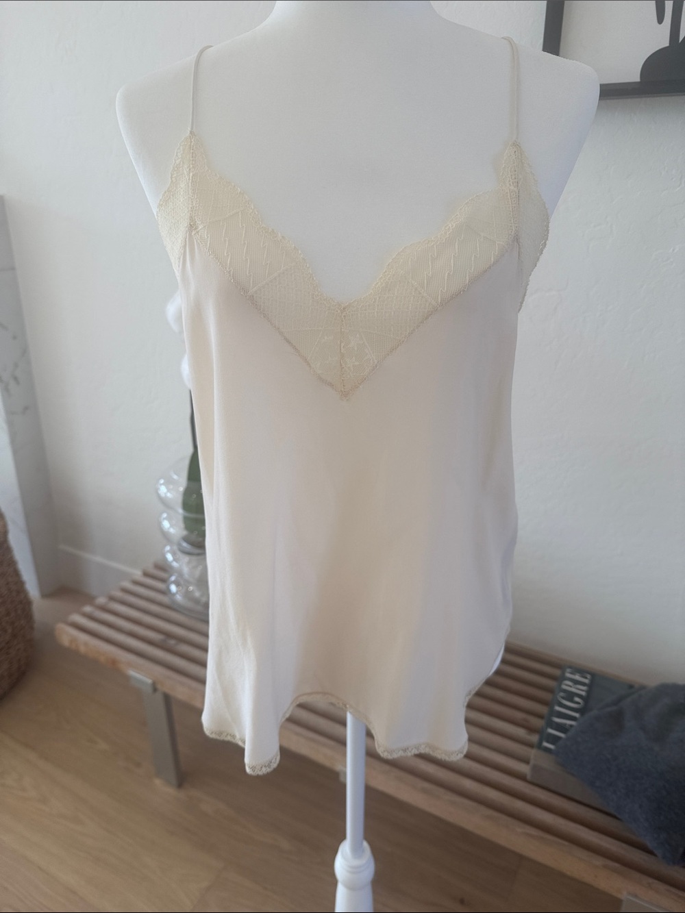 Zatig & Voltaire Christy Ecru Delicate Cream Lace-Trim Cami Top new with tags